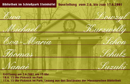 Einladungskarte Bibliothek im Schloßpark Steinhöfel